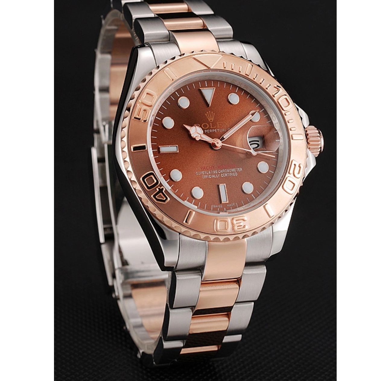 MiroTime 0819 Rolex Yacht Master Rose Gold Dial Two Tone Stainless Steel Bracelet 1453864